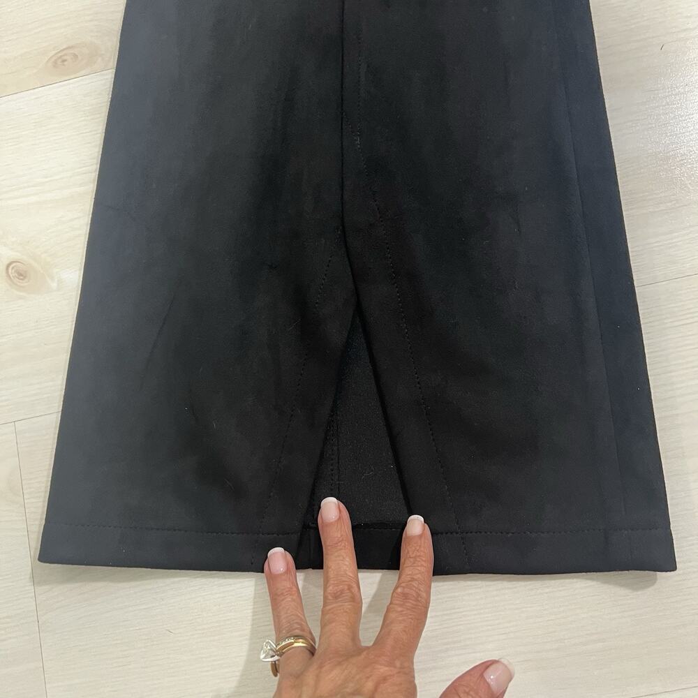 Free People We the Free Black Real Deal Slit Hem Flare Pant 33 Faux Suede HR - Picture 4 of 13